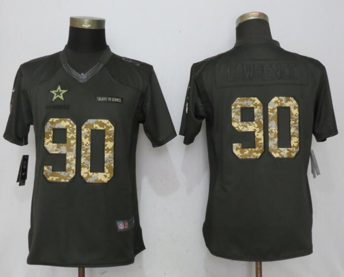 Women Dallas cowboys #90 Lawrence Green Nike Salute To Service Limited Jersey